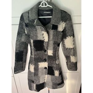 Massimo Women’s Abstract Patched Wool Blend Jacket Sz S Made In Italy